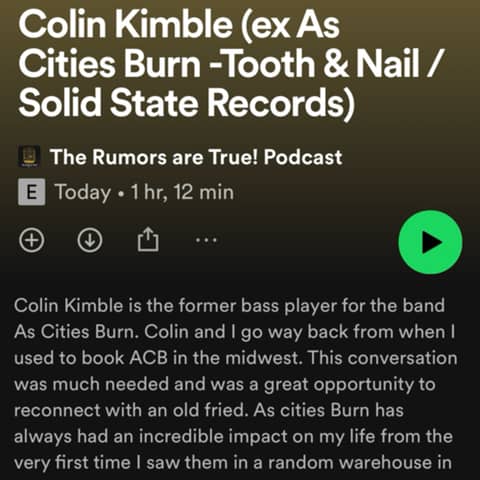 Colin Kimble (ex As Cities Burn - Tooth & Nail / Solid State Records)