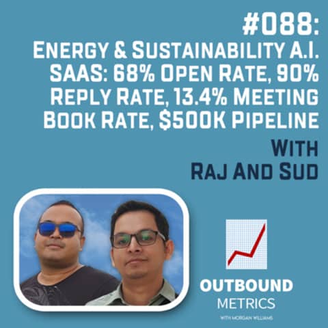 #088: Energy & Sustainability A.I. SaaS: 68% open rate, 90% reply rate, 13.4% meeting book rate, $500k pipeline (Raj and Sud)