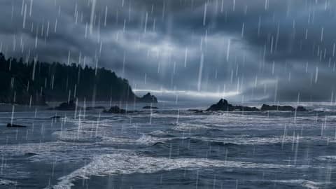 Ocean Waves and Gentle Rain 🌊 🌧️ Relaxing Water Sounds for Sleep