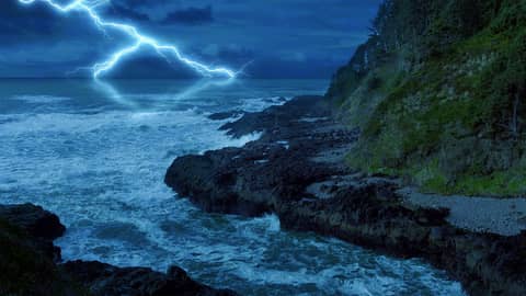 Thunderstorm & Ocean Waves White Noise | Fall Asleep with Thunder + Water Sounds