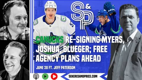 Jeff Paterson on the #Canucks re-signing Myers, Joshua & Blueger; setting the stage for free agency