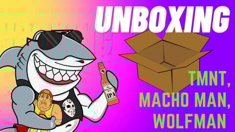 Unboxing - TMNT (Super 7), Macho Man (WWE Mattel), Wolfman (Neca) figures.