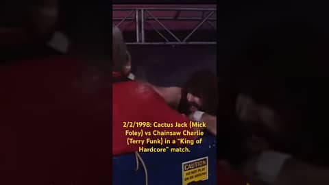 2/2/1998: Cactus Jack vs Chainsaw Charlie (Terry Funk) in a King of Hardcore match. #wwe #wrestling 2/2/1998: Cactus Jack vs Chainsaw Charlie (Terry Funk) in a King of Hardcore match. #wwe #wrestling
