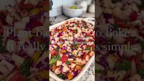 🌱 Easy Whole Food Plant Based Dinner Recipe Idea - Quick Potato Bake! 😋