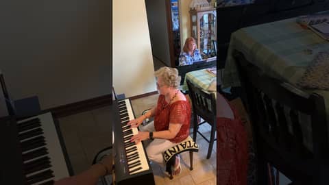 Billy Joel's "Piano Man " is played by retired music teachers, Shelby Wagner and Linda Rehmeyer.