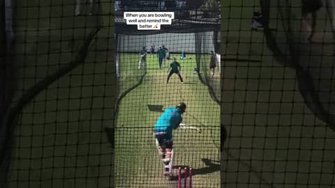 Always a good vibe when Marnus Labuschagne is having a bowl in the cricket nets 🏏