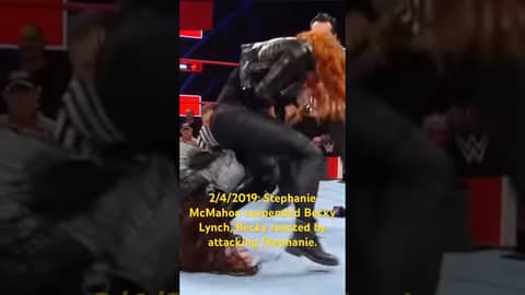 2/4/2019 Stephanie McMahon suspended Becky Lynch, Becky reacted by attacking Stephanie. #wwe #wweraw 2/4/2019 Stephanie McMahon suspended Becky Lynch, Becky reacted by attacking Stephanie. #wwe #wweraw