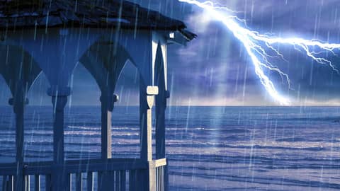 Thunderstorm Rain Sounds with Ocean Waves 🌧️⚡🌊 White Noise for Sleeping, Studying or Stress Relief