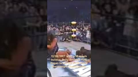 12/28/1997: after a 18 month buildup, Sting beat Hulk Hogan to win the WCW World Heavyweight title.