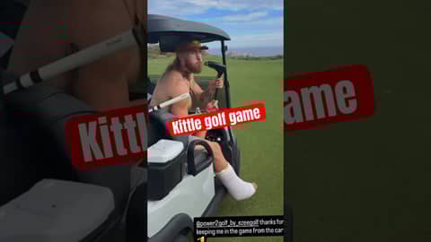 George Kittle won’t let a bad Achilles stop his golf game. #nfl