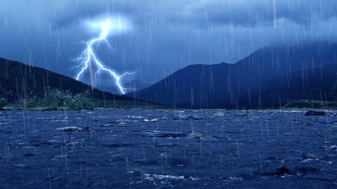 Rushing River with Thunderstorm Ambience | Rain, Thunder & Water Sounds for Sleep