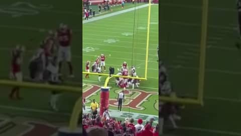 Christian McCaffrey pushes the pile to score his second TD on Sunday Night Football. #FTTB