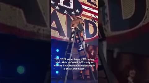 12/3/2013: At an Impact TV taping, Nick Aldis defeated Jeff Hardy to win the TNA World Championship.