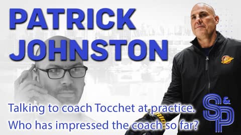 Talking with Coach Rick Tocchet after practice.  Who's impressing the #canucks coach so far?