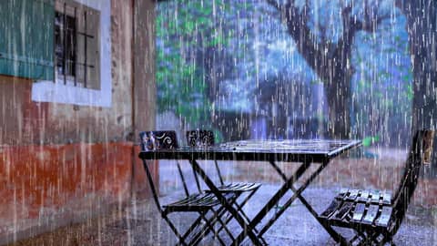Raining Day in Courtyard | Heavy Rain for Studying, Sleep & Relaxation