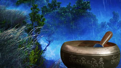 Rain Music for Sleep 💤 Tibetan Singing Bowls with Thunderstorm White Noise
