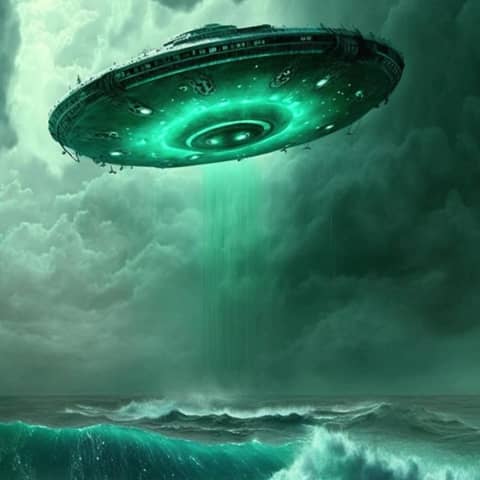 Pictures of UFOs Over an Oil Rig in Mexico