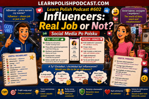 #602 Influencers: Real Job or Not? Social Media Po Polsku | Learn Polish Podcast