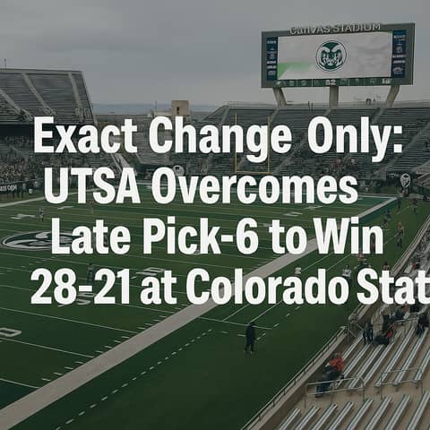 Exact Change Only: UTSA Overcomes Late Pick-6 to Win 28–21 at Colorado State