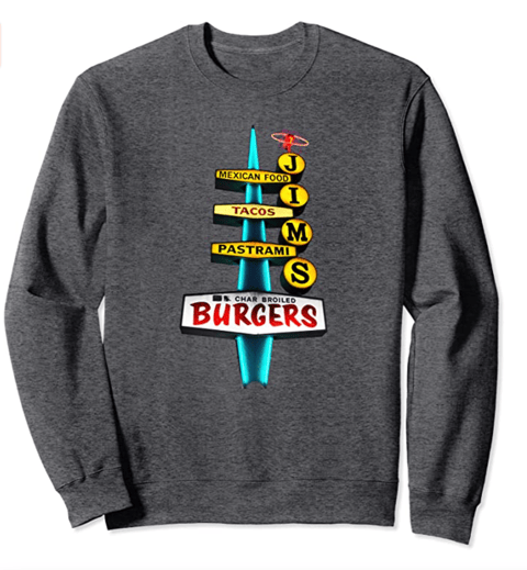 Jim's Burger Vintage Retro Neon Sign Crewneck Sweatshirt