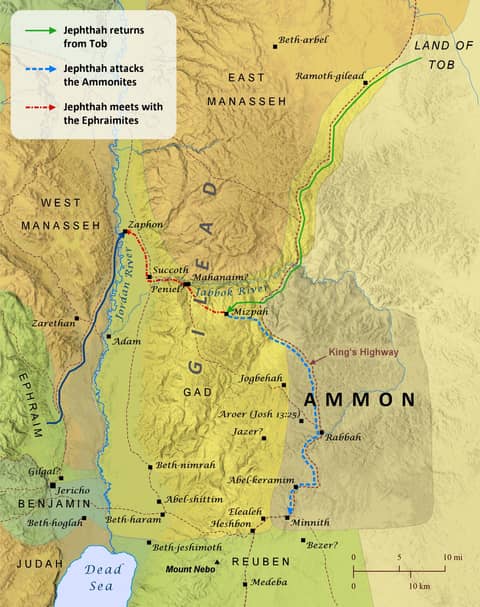 Map - Jephthah Fights the Ammonites