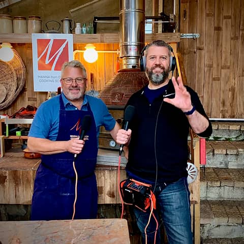 Masterclass Part 3 - Tarte Tatan, lahmacun, lamb kleftiko, rabbit stew with apricots, fish and a live kitchen tour with David Jones from the Manna From Devon Wood Fired Oven Cooking School. Masterclass Part 3 - Tarte Tatan, lahmacun, lamb kleftiko, rabbit stew with apricots, fish and a live kitchen tour with David Jones from the Manna From Devon Wood Fired Oven Cooking School.