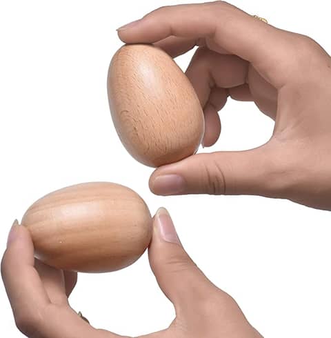 Wood Egg Shakers Set, Musical Percussion Instruments, Natural Finish