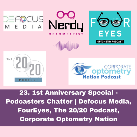 23. 1st Anniversary Special - Podcasters Chatter | Defocus Media, FourEyes, The 20/20 Podcast, Corporate Optometry Nation