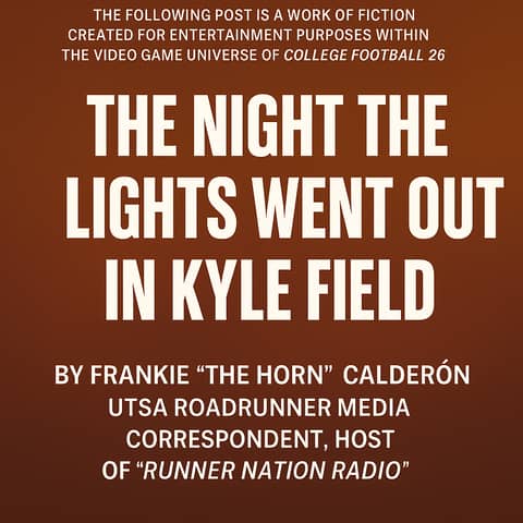 The Night The Lights Went Out In Kyle Field: Clay Merritt's Roadrunners Whoop Aggies 49-3 in College Station The Night The Lights Went Out In Kyle Field: Clay Merritt's Roadrunners Whoop Aggies 49-3 in College Station