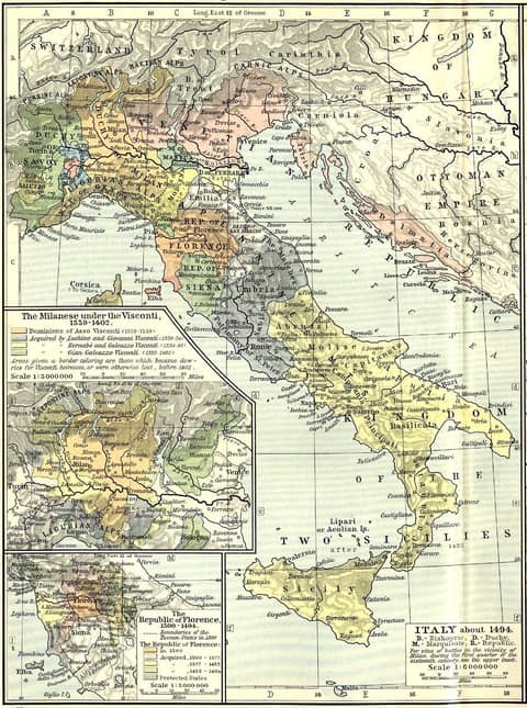 Map of Italy, 1494