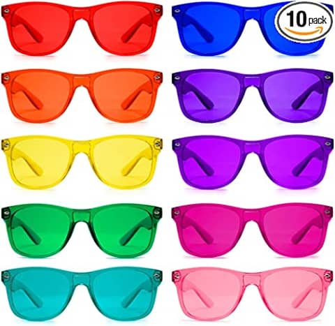 Color Therapy Mood Glasses (10 Pack) by Purple Canyon | Light Therapy Chakra Healing Glasses Chromotherapy Color Tinted Lenses R