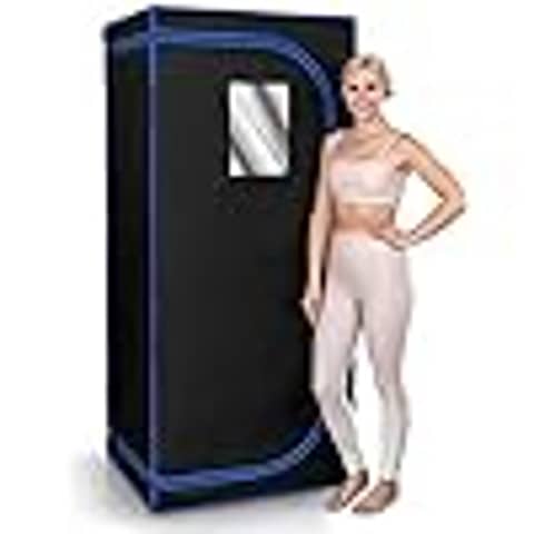 SereneLife Portable Full Size Infrared Home Spa| One Person Sauna | with Heating Foot Pad and Portable Chair