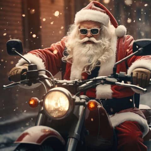 Selecting Santa's Ideal Motorcycle: Speed, Style, and Storage!