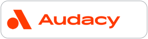 Audacy podcast player badge